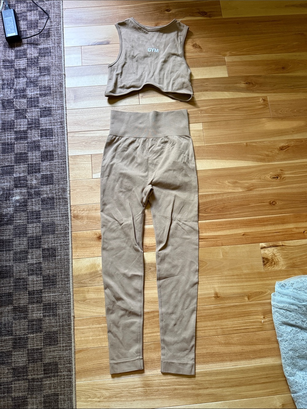 Seamless Crop Tank + High Waist Leggings Set in Taupe